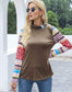 Anna-Kaci Leopard Boho Beach Print Long Sleeve Top Semi Cowl Neck Pullover for Women