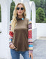 Anna-Kaci Leopard Boho Beach Print Long Sleeve Top Semi Cowl Neck Pullover for Women