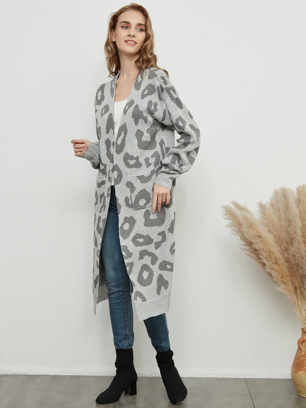 Anna-Kaci Leopard Cheetah Print Cardigan Long Sleeve Open Front With Pockets | Womens | Anna-Kaci