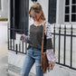 Anna-Kaci Leopard Print Color Block Baseball Long Sleeve Tee for Women