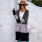 Anna-Kaci Leopard Print Color Block Long Open Front Cardigan Knee Length for Women Large 8-10 / Dark Gray