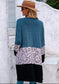 Anna-Kaci Leopard Print Color Block Long Open Front Cardigan Knee Length for Women