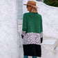 Anna-Kaci Leopard Print Color Block Long Open Front Cardigan Knee Length for Women