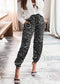 Anna-Kaci Leopard Print Drawstring Jogger Pants with Pockets for Women Large 8-10 / Gray