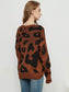 Anna-Kaci Leopard Print Knitted Long Sleeve Sweater Pullover for Women