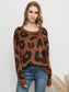 Anna-Kaci Leopard Print Knitted Long Sleeve Sweater Pullover for Women