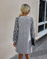 Anna-Kaci Leopard Print Long Sleeve Tunic Dress with Round Neck for Women