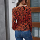 Anna-Kaci Leopard Print Ruffle Long Sleeve Blouse V Neck Line for Women