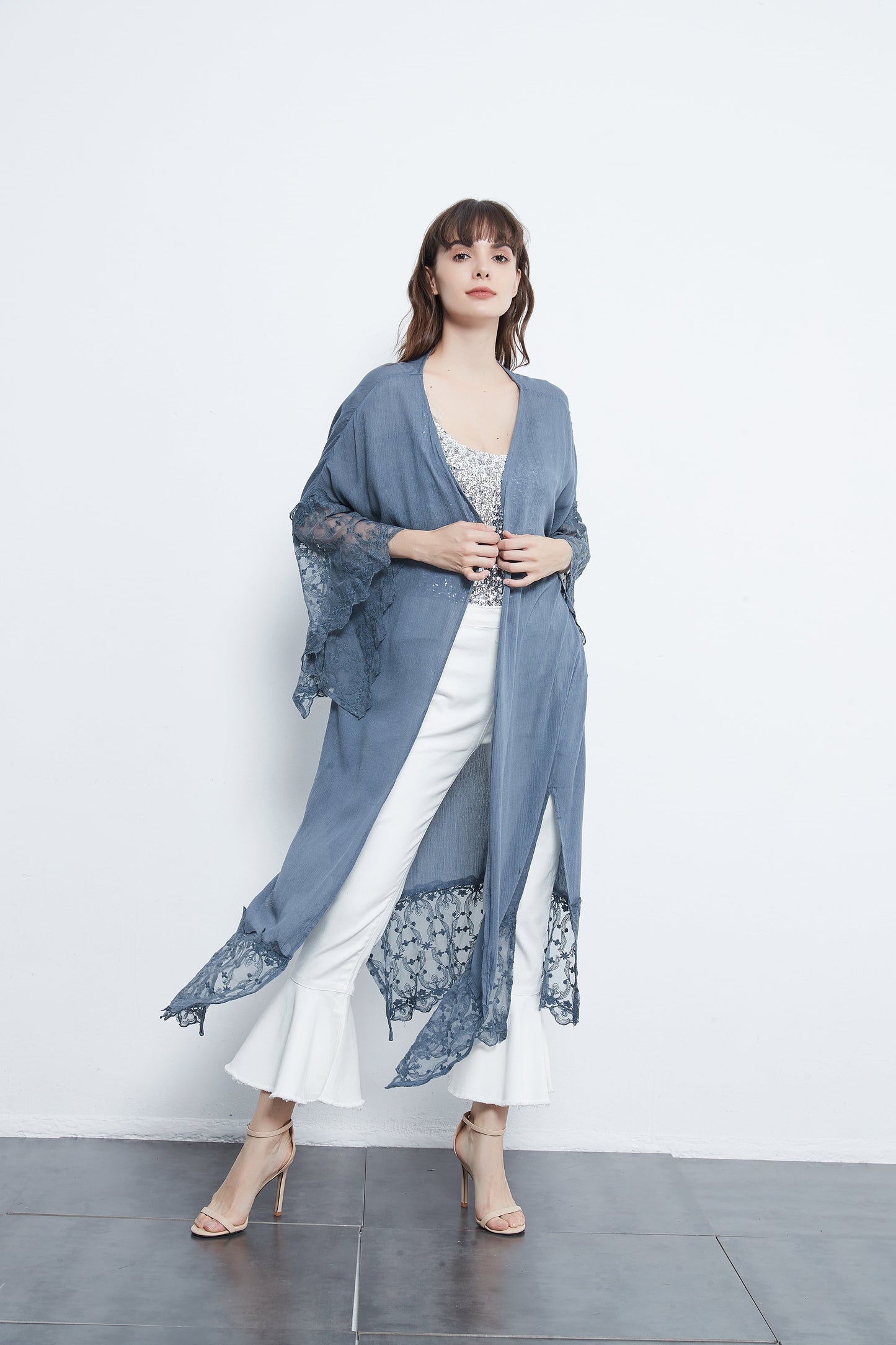 Anna-Kaci Long Lace Kimono Cardigan With Wide Sleeves | Womens | Anna-Kaci