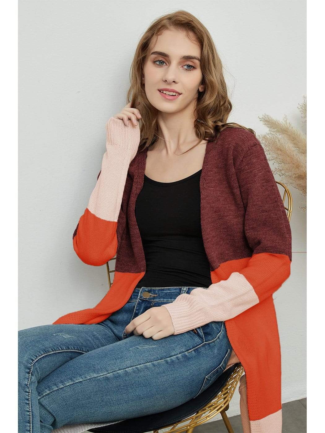 Anna-Kaci Long Sleeve Knit Sweater Soft Outwear Striped Draped Kimono Cardigan | Womens | Anna-Kaci