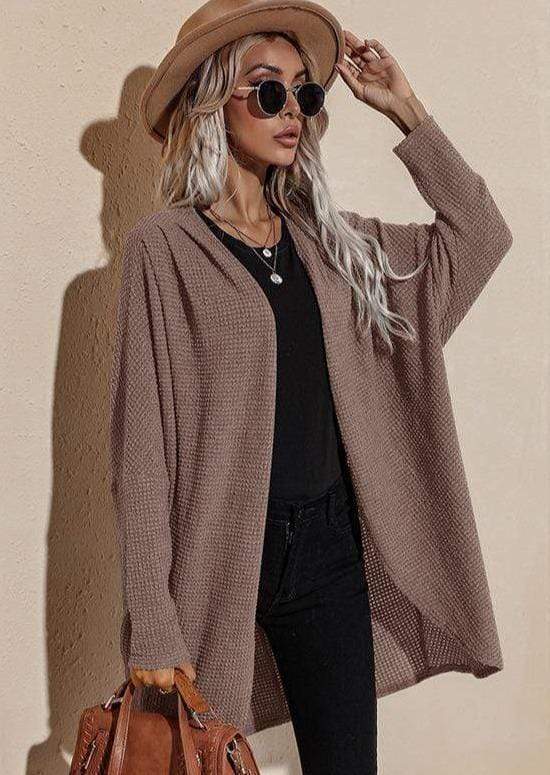 Anna-Kaci Long Sleeve Open Front Knitted Cardigan Light Thin Outerwear for Women