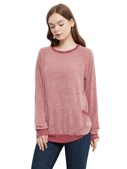 Anna-Kaci Long Sleeve Pocket Front Pullover | Anna-Kaci Burgundy / S