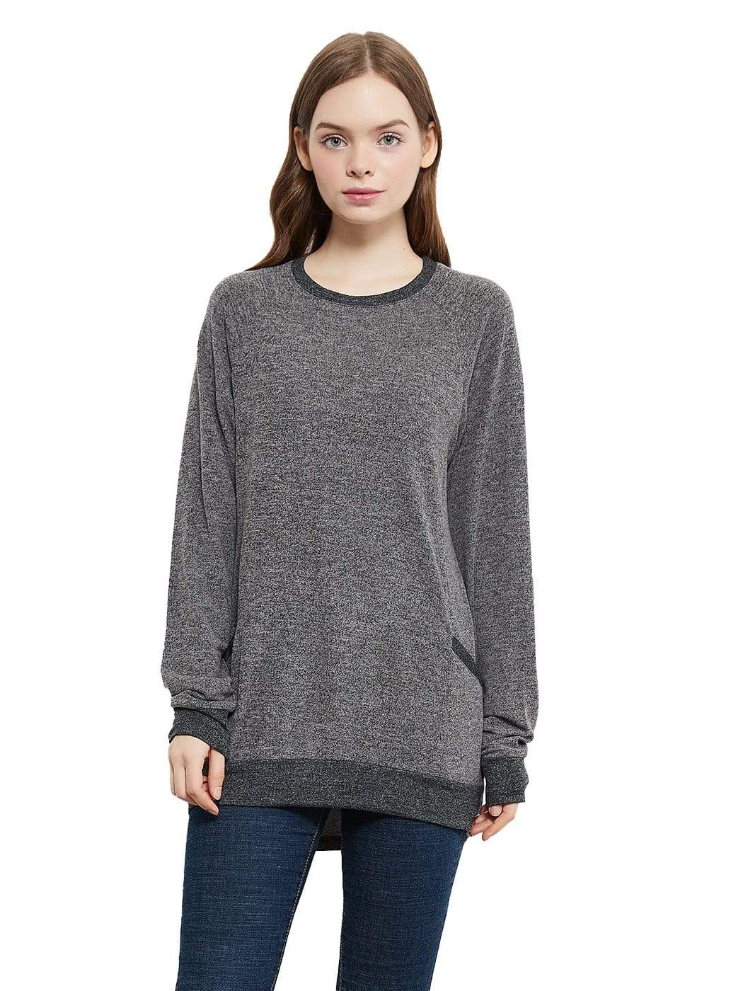 Anna-Kaci Long Sleeve Pocket Front Pullover | Anna-Kaci Gray / S