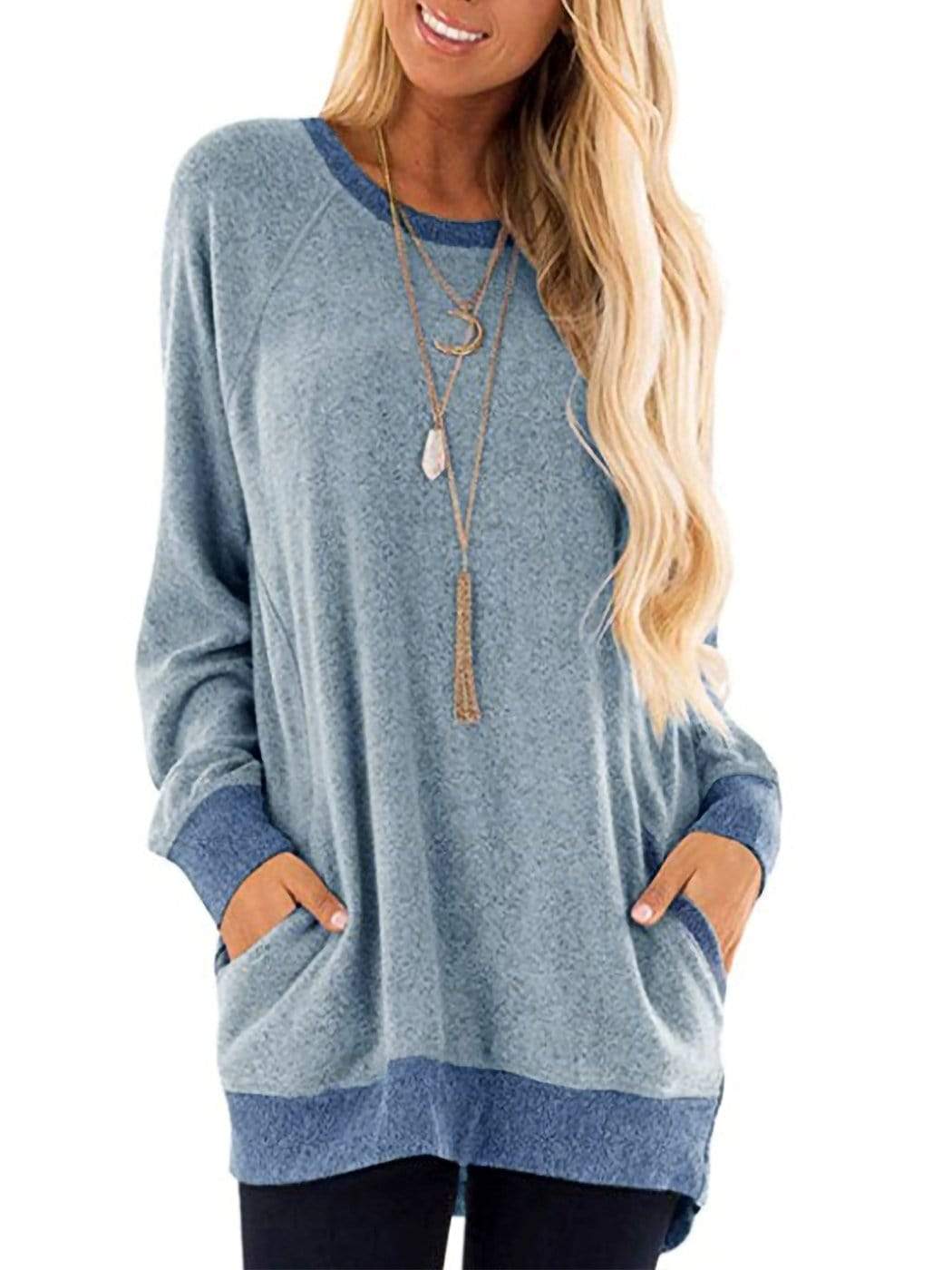Anna-Kaci Long Sleeve Pocket Front Pullover | Anna-Kaci