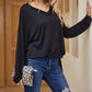 Anna-Kaci Long Sleeve V-Neck Casual Tee Lightweight Relaxed Fit Top for Women