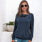Anna-Kaci Off Set Irregular Neckline Lounge Button Decor Hoodie Sweater for Women