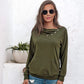 Anna-Kaci Off Set Irregular Neckline Lounge Button Decor Hoodie Sweater for Women
