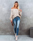 Anna-Kaci Off Shoulder Long Sleeve Oversized Cable Knit Sweater for Women