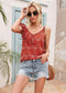 Anna-Kaci One Shoulder Ruffle Dot Print Patterned Summer Cami Blouse for Women