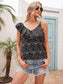 Anna-Kaci One Shoulder Ruffle Dot Print Patterned Summer Cami Blouse for Women