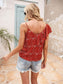 Anna-Kaci One Shoulder Ruffle Dot Print Patterned Summer Cami Blouse for Women