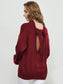 Anna-Kaci Open Back Tied Bow Knitted Chunky Long Sleeve Sweater for Women Large / Red