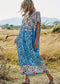 Anna-Kaci Oversized Boho Floral Beach Kaftan Dress Swimsuit Coverup for Women Onesize / Blue