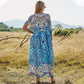 Anna-Kaci Oversized Boho Floral Beach Kaftan Dress Swimsuit Coverup for Women Onesize / Blue