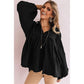 Anna-Kaci Oversized Ruffle Lantern Long Sleeve Flare Top for Women Large 8-10 / Black