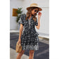 Anna-Kaci Paisley Boho Print Short Sleeve V Neck Mid Thigh Tunic Dress for Women