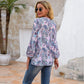 Anna-Kaci Paisley Floral Print Boho Long Sleeve Shirt Light for Women