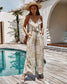 Anna-Kaci Paisley Print Ruffle Front Cami Jumpsuit Boho Wide Leg for Women