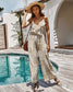 Anna-Kaci Paisley Print Ruffle Front Cami Jumpsuit Boho Wide Leg for Women