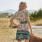 Anna-Kaci Peachy Floral Print Tunic Swing Dress Cinched Waist Above Knee for Women