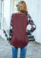 Anna-Kaci Plaid Print Patterned Pocket Long Sleeve Top Two Tone for Women Large 8-10 / Burgundy