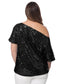 Anna-Kaci Plus Size One Shoulder Sequin Top for Women by Anna-Kaci | Alilang 