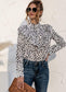 Anna-Kaci Polka Dot Print Ruffle Front High Neck Chiffon Long Sleeve Blouse