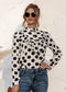 Anna-Kaci Polka Dot Print Ruffle Front High Neck Chiffon Long Sleeve Blouse