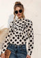 Anna-Kaci Polka Dot Print Ruffle Front High Neck Chiffon Long Sleeve Blouse Small 0-4 / White Big Polka Dot