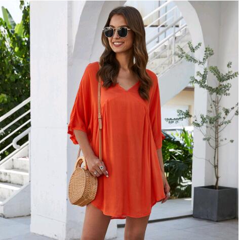 Anna-Kaci Relaxed Summer Gathered Breeze Blouse Tunic | Anna-Kaci Large 8-10 / Orange