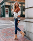 Anna-Kaci Round Neck Color Block Long Sleeve Oversized Sweater for Women