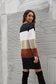 Anna-Kaci Round Neck Color Block Striped Sweater Dress Above Knee Length
