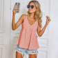 Anna-Kaci Ruffle Casual Lounge V Neck Cami Top for Women Large 8-10 / Pink