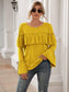 Anna-Kaci Ruffle Chest Yoke Long Bell Sleeve Top Solid Color for Women Large 8-10 / Yellow