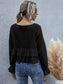 Anna-Kaci Ruffle Semi Cropped Long Sleeve Blouse Solid Color for Women