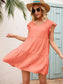 Anna-Kaci Ruffle Sleeve Tier Tunic Dress Mid Thigh Length Round Neck for Women