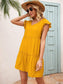 Anna-Kaci Ruffle Sleeve Tier Tunic Dress Mid Thigh Length Round Neck for Women