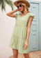 Anna-Kaci Ruffle Sleeve Tier Tunic Dress Mid Thigh Length Round Neck for Women