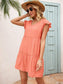 Anna-Kaci Ruffle Sleeve Tier Tunic Dress Mid Thigh Length Round Neck for Women Small 0-4 / Blush Pink