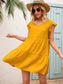 Anna-Kaci Ruffle Sleeve Tier Tunic Dress Mid Thigh Length Round Neck for Women Small 0-4 / Sunrise Yellow